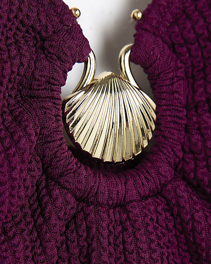 Purple Textured Shell Swimsuit
