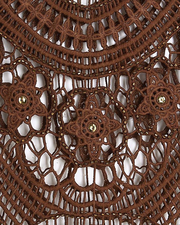 Brown Crochet Tunic Beach Dress