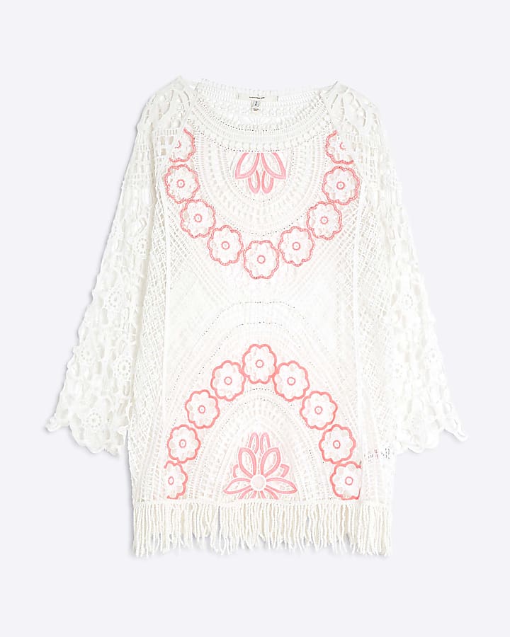 White Crochet Tunic Dress