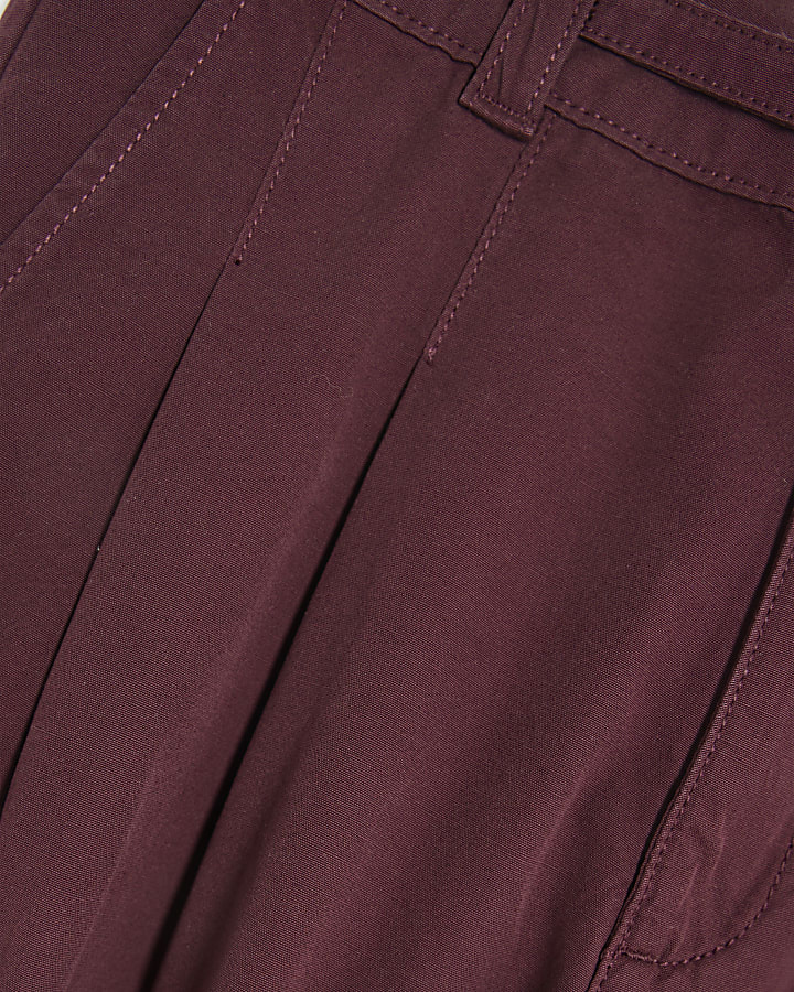 Purple Wide Leg Tailored Cargo Trousers