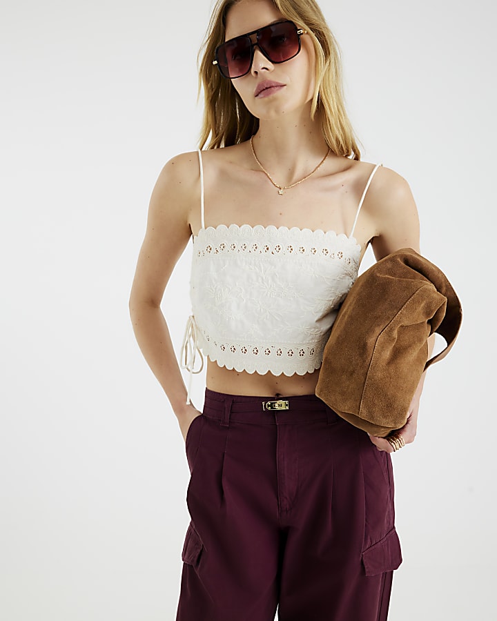 Purple Wide Leg Tailored Cargo Trousers