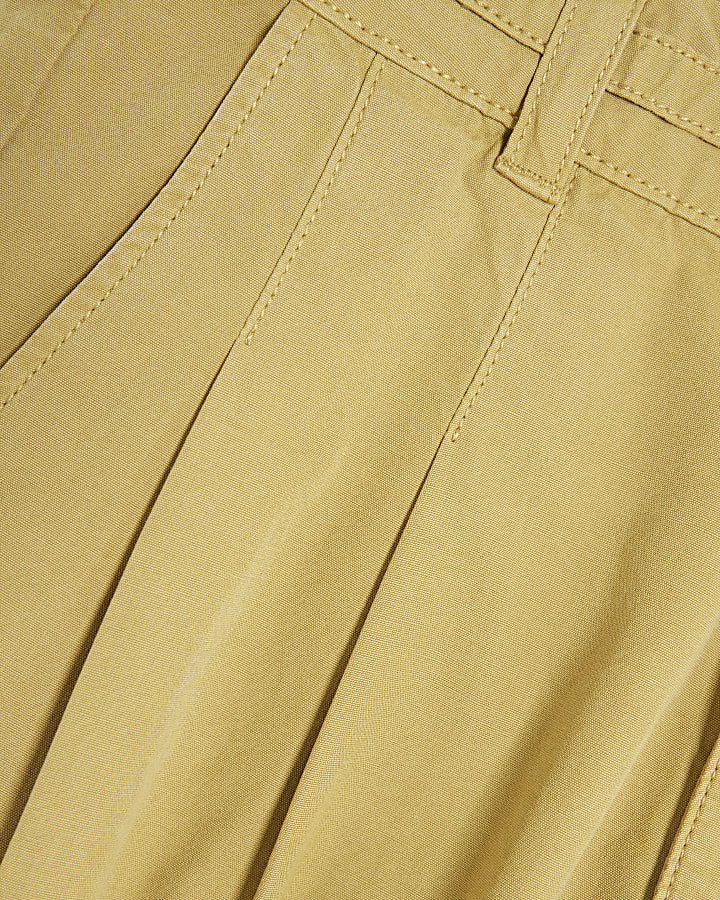 Green Wide Leg Tailored Cargo Trousers