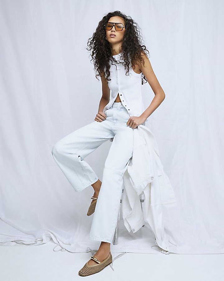 Blue Balloon Leg Jeans