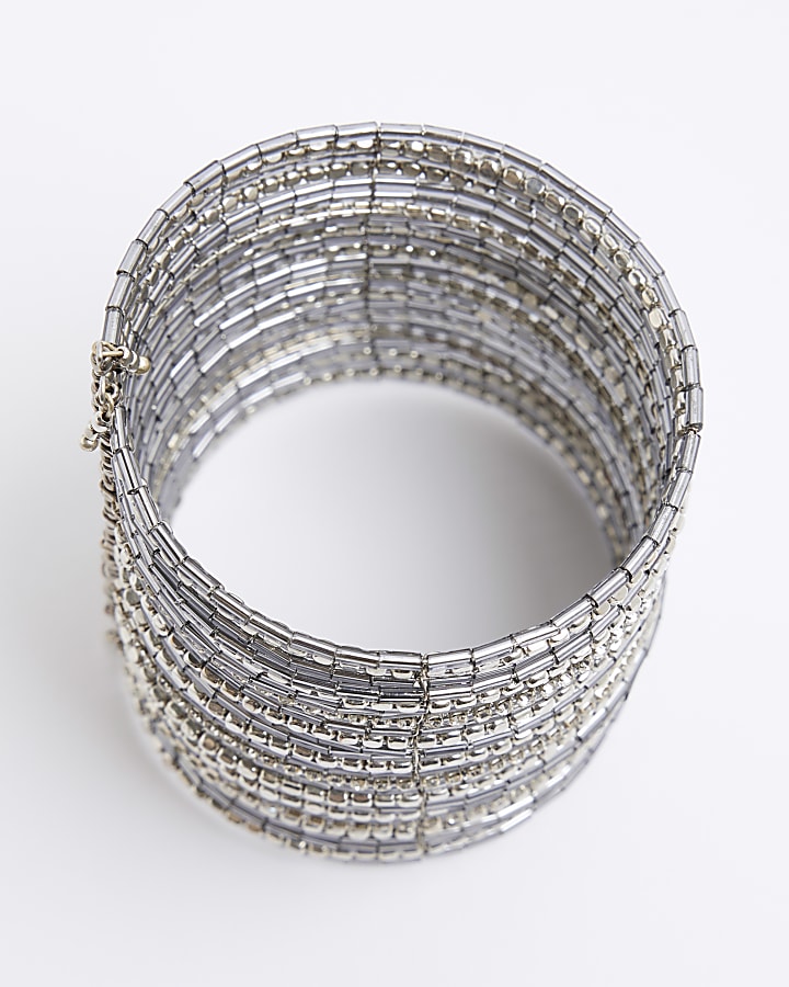 Silver Rhinestone Cuff Bracelet