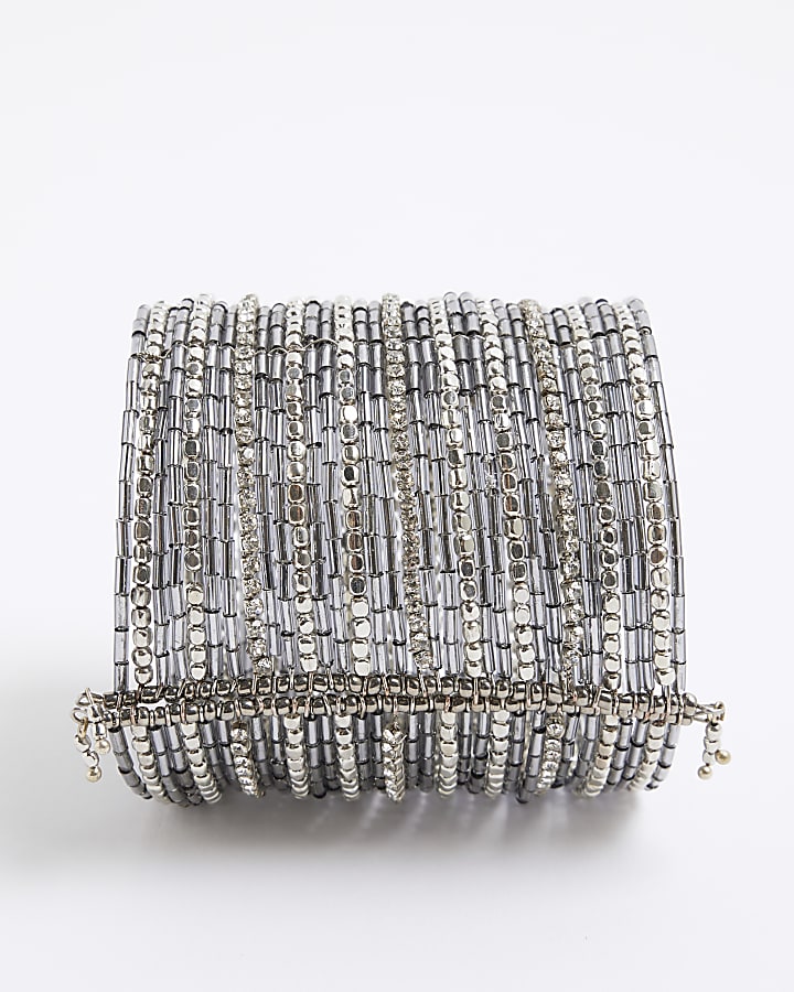 Silver Rhinestone Cuff Bracelet