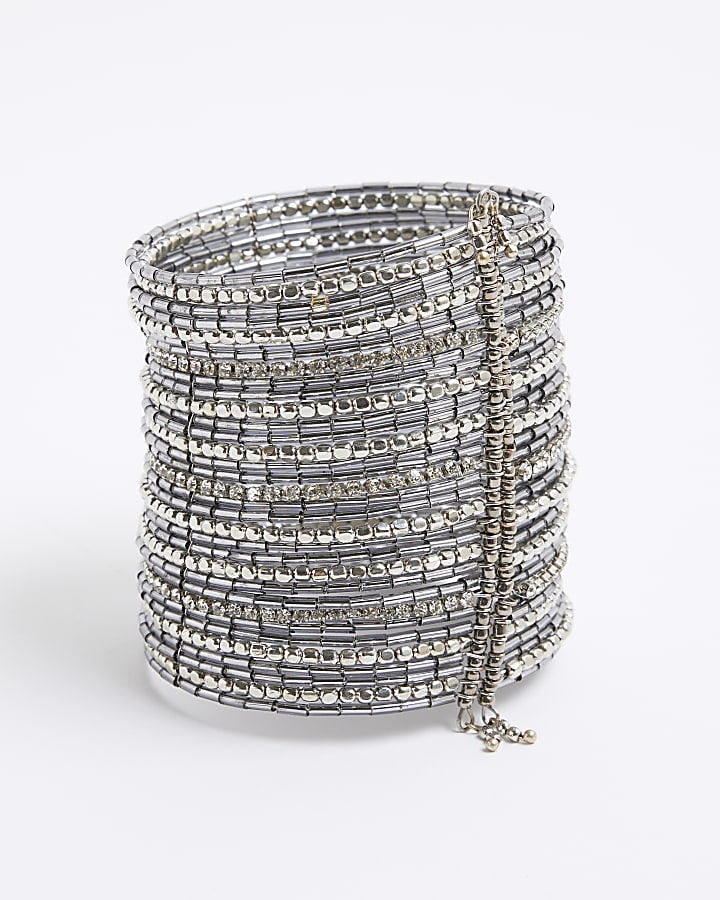 Silver Rhinestone Cuff Bracelet