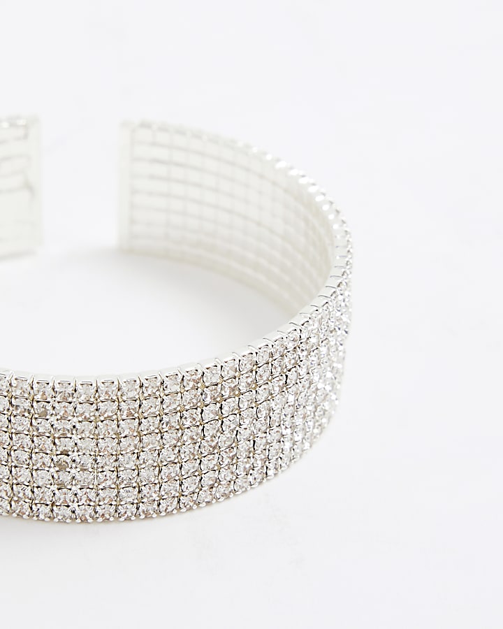 Silver Crystal Cuff Bracelet