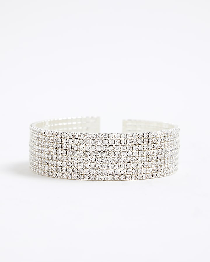 Silver Crystal Cuff Bracelet