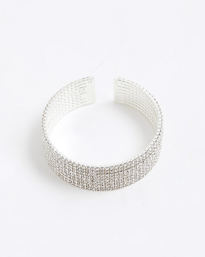 Silver Crystal Cuff Bracelet