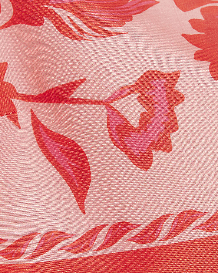 Pink Floral Beach Crop Top