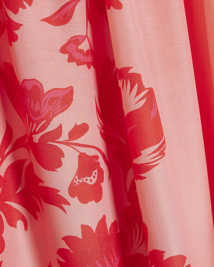 Pink Floral Beach Maxi Skirt