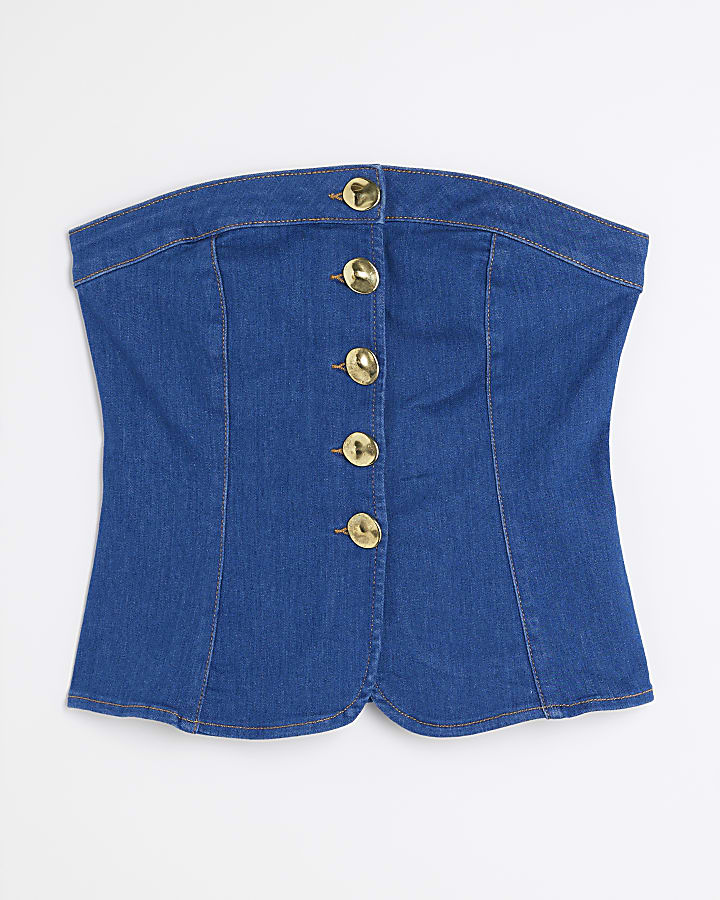 Blue Denim Bandeau Top