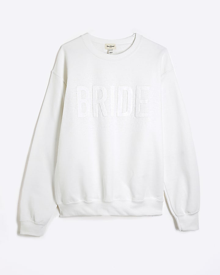 White Long Sleeve Bride Sweatshirt