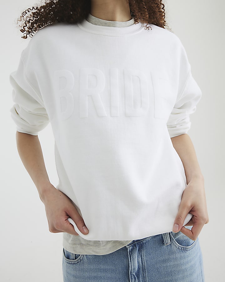 White Long Sleeve Bride Sweatshirt