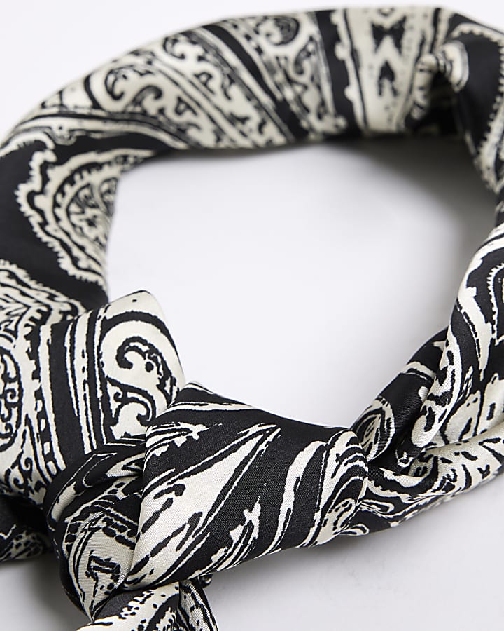 Black Paisley Print Scarf
