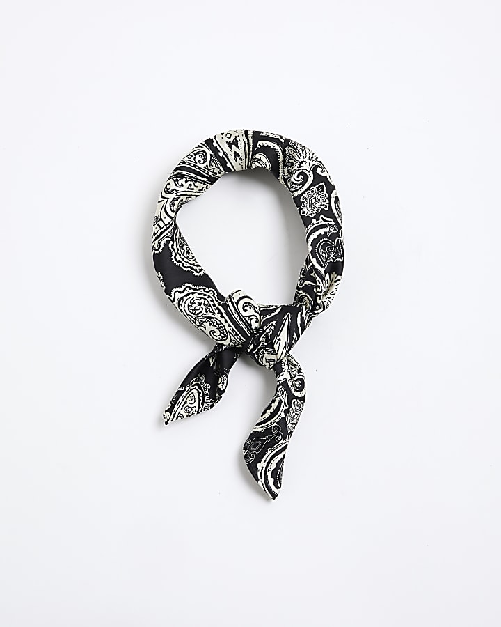 Black Paisley Print Scarf