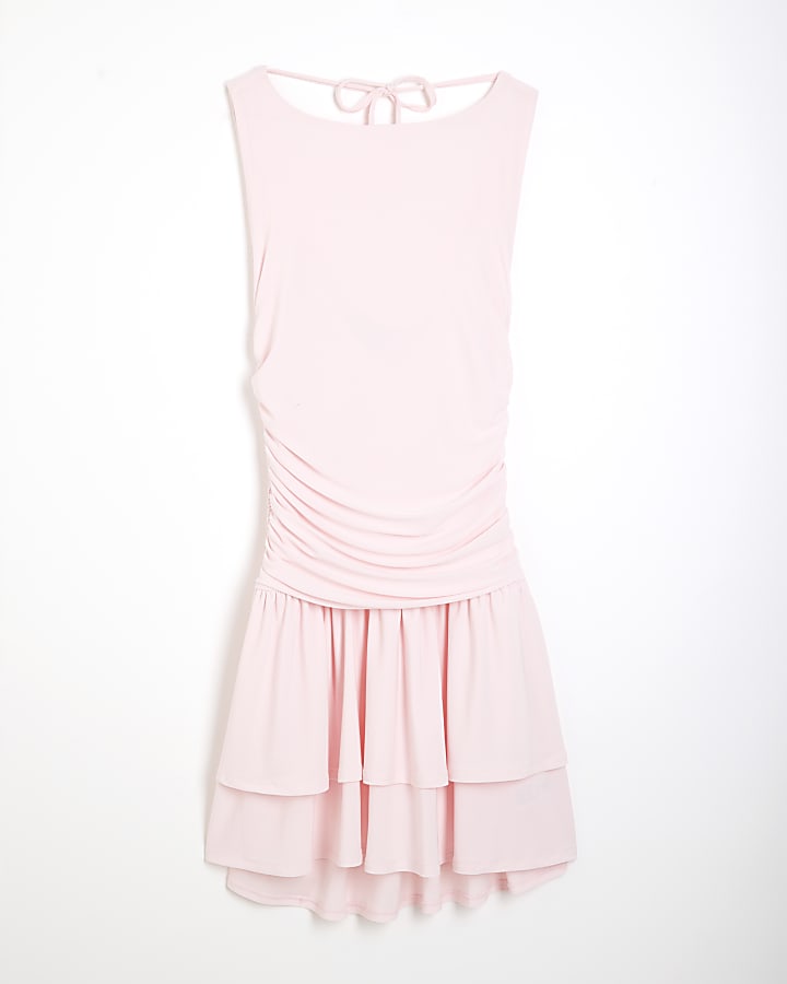 Pink Double Layer Skater Mini Dress