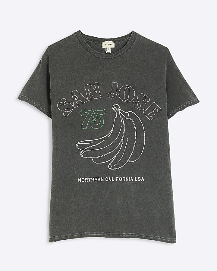 Grey Washed Short Sleeve Banana T-shirt