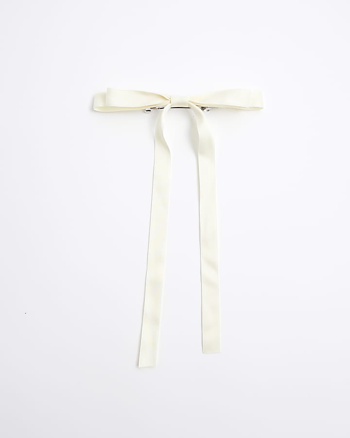 White Skinny Bow Clip