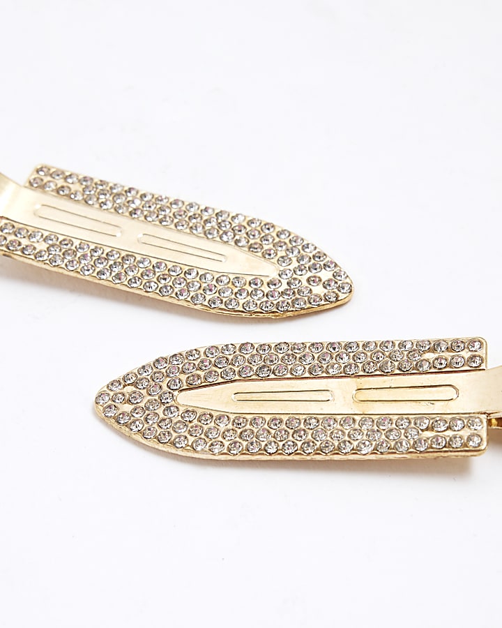 Gold Rhinestone Hair Clips