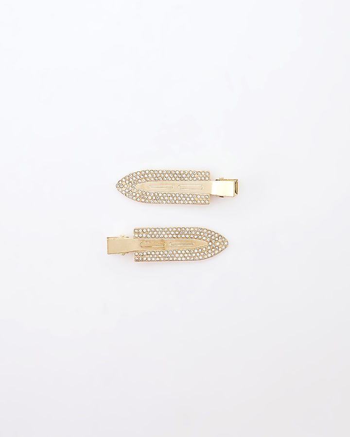 Gold Rhinestone Hair Clips