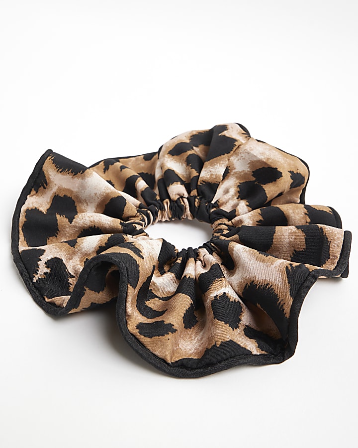 Brown Leopard Print Hair Scrunchie