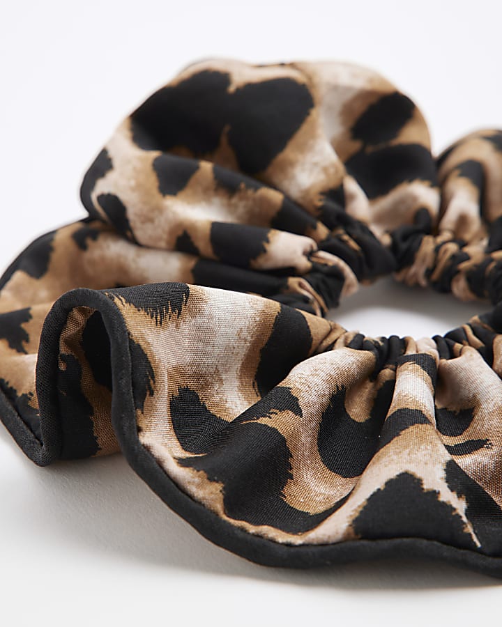Brown Leopard Print Hair Scrunchie