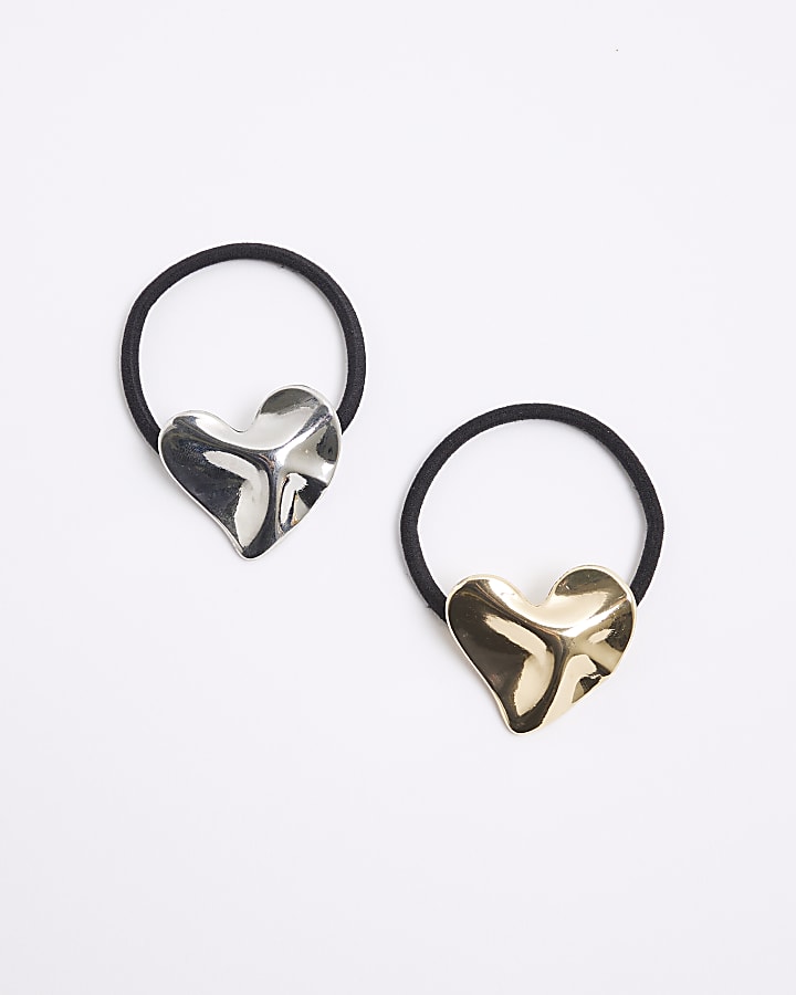 Gold Heart 2 Pack Hair Bands