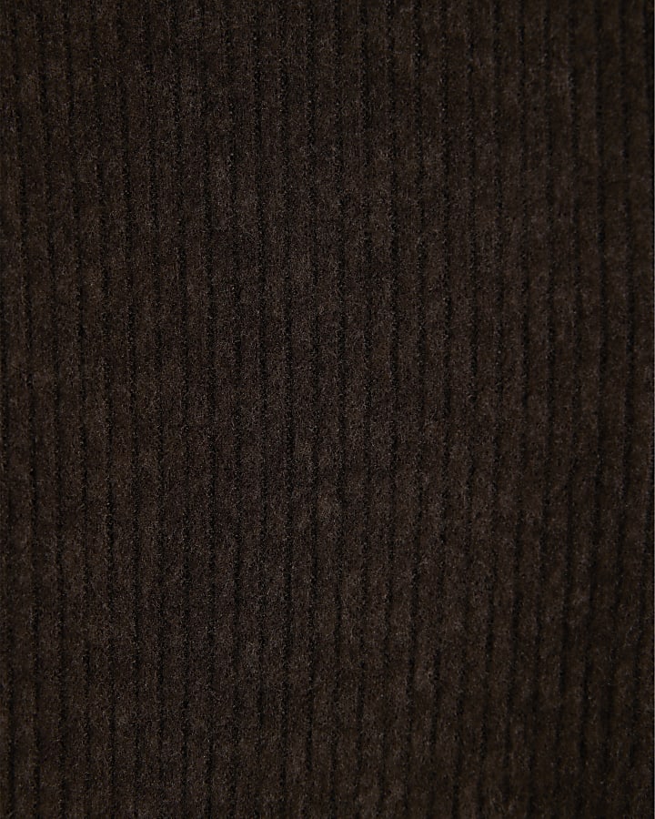 Brown Ribbed Flared Trousers