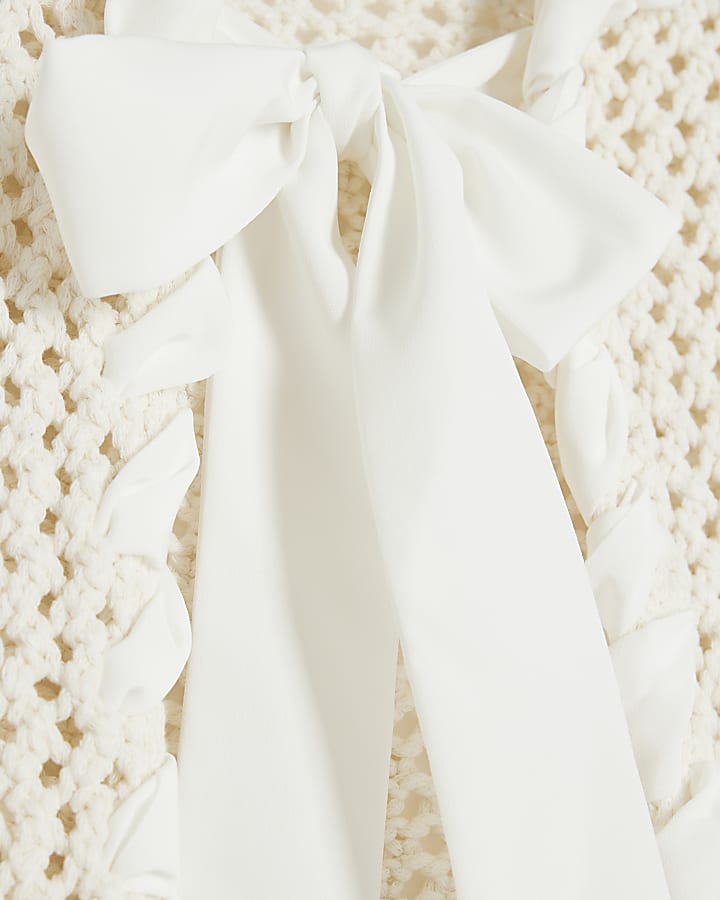 Cream Bow Front Cardigan