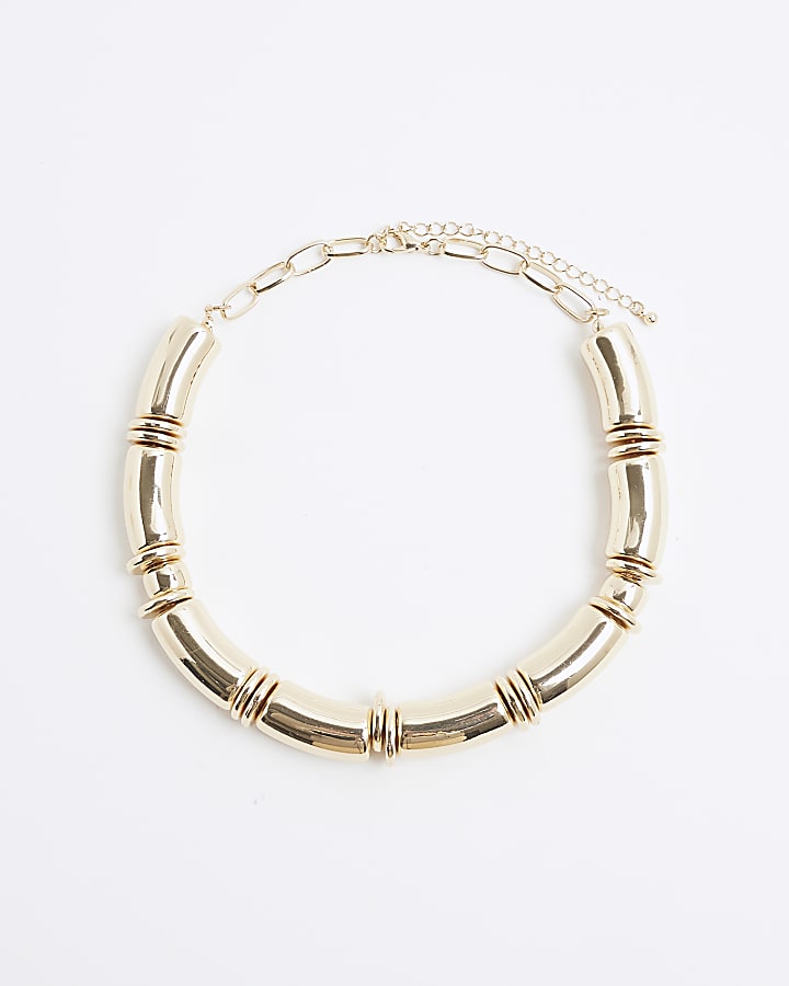Gold Bamboo Collar Necklace
