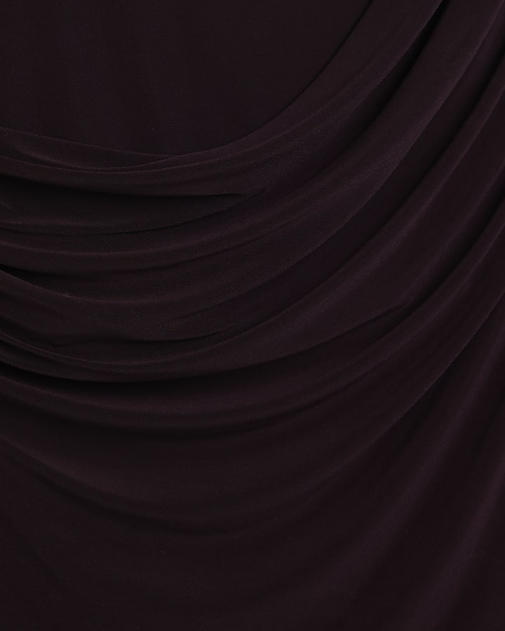 Purple Sleeveless Drape Mini Dress