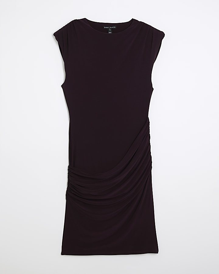 Purple Sleeveless Drape Mini Dress