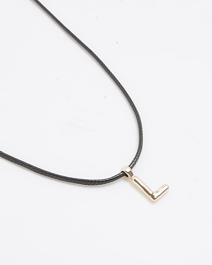 Black Cord Initial L Necklace