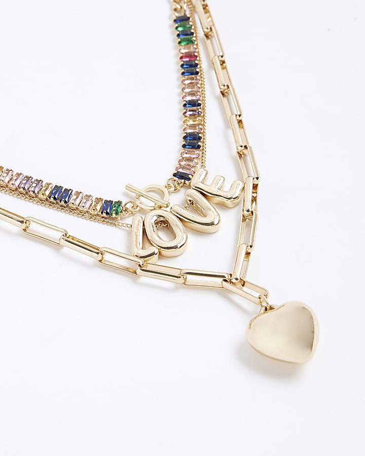 Gold Charms Love Layered Necklace