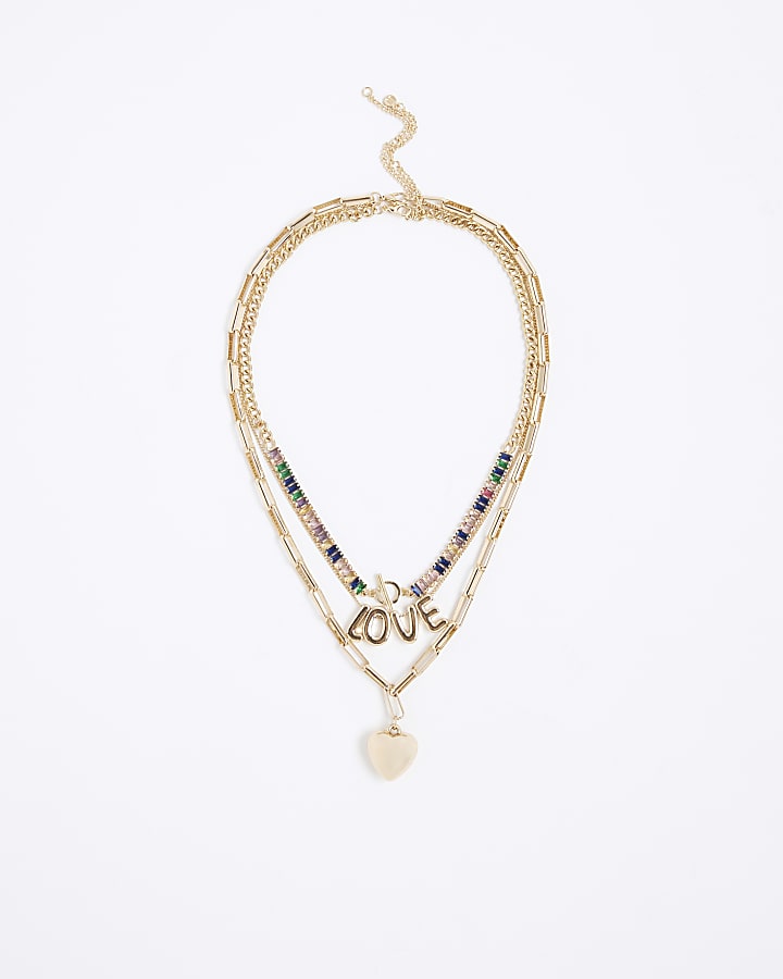 Gold Charms Love Layered Necklace