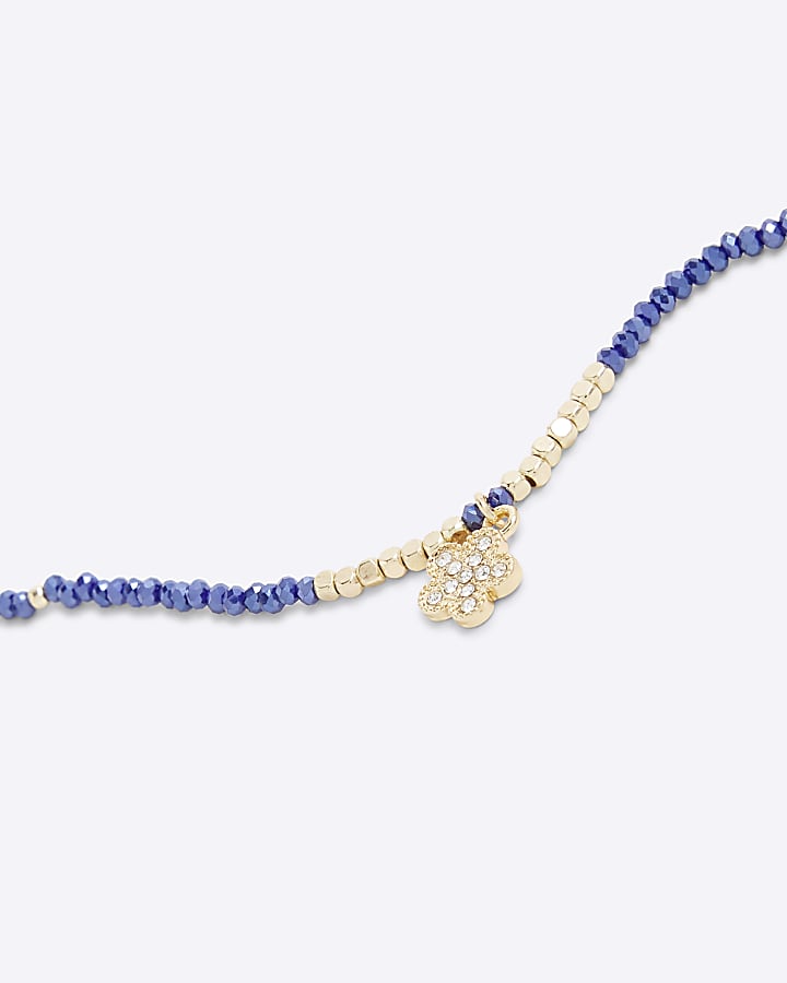 Blue September Birthstone Beaded Necklace