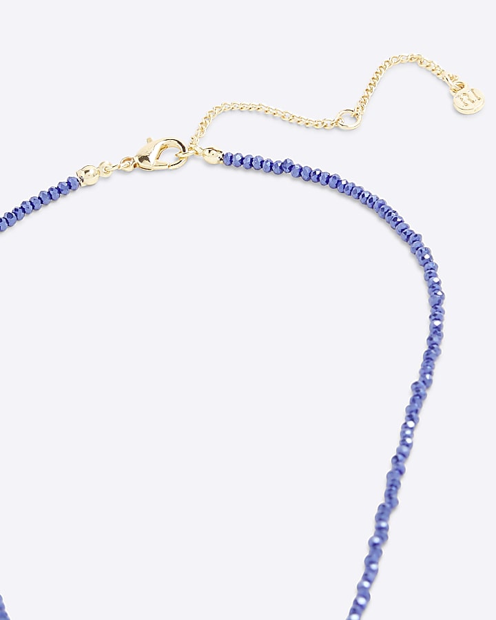 Blue September Birthstone Beaded Necklace