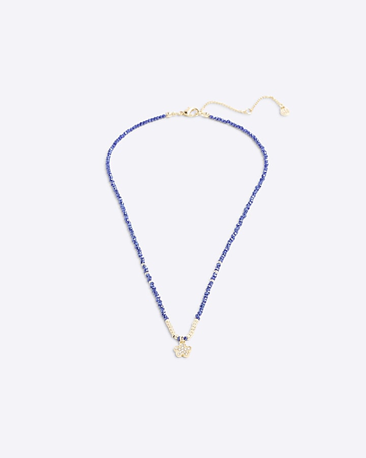 Blue September Birthstone Beaded Necklace