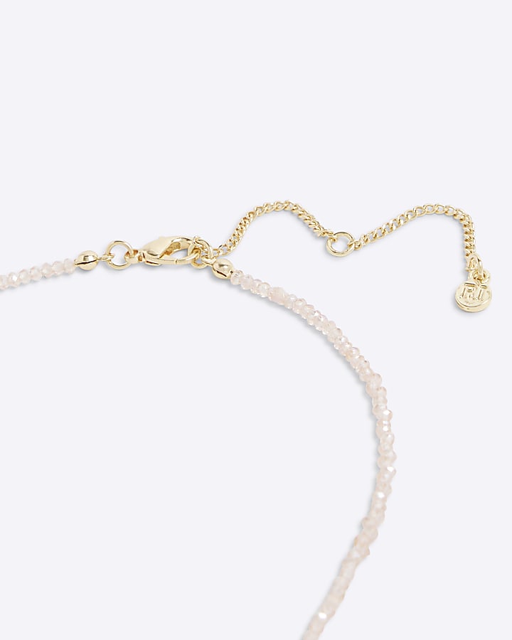 Pink October Birthstone Beaded Necklace