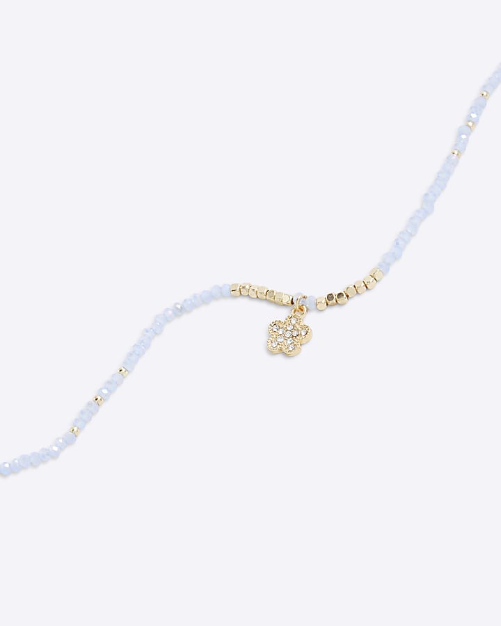 Blue March Birthstone Beaded Necklace