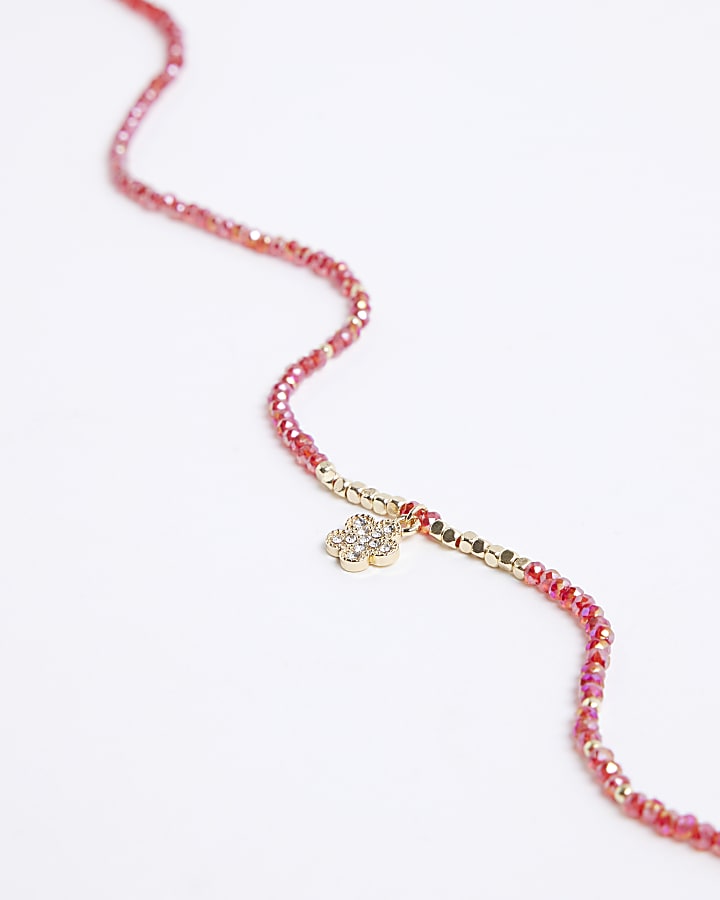 Red January Birthstone Beaded Necklace