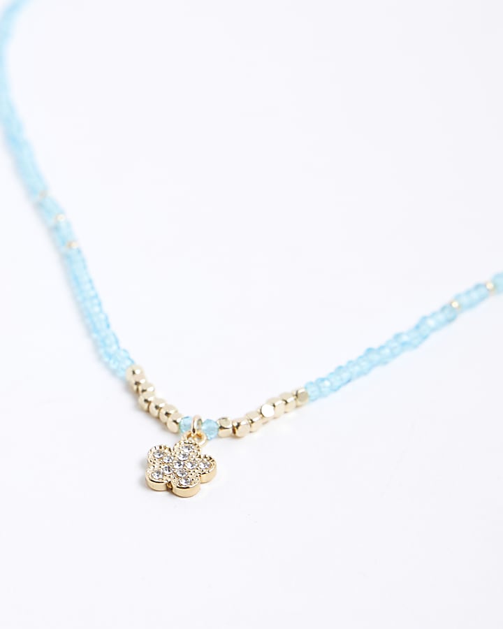 Blue December Birthstone Beaded Necklace