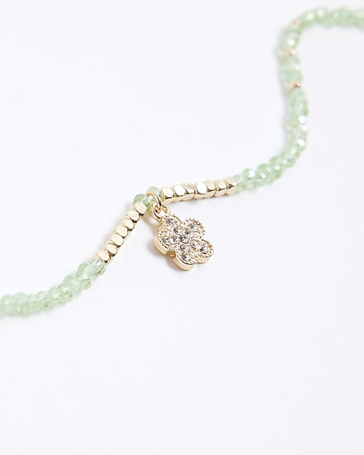 Green August Birthstone Beaded Necklace