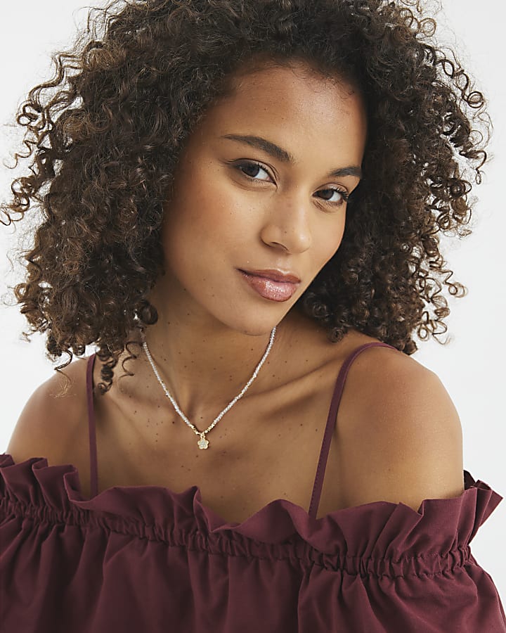 Silver April Birthstone Beaded Necklace