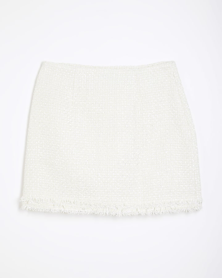 Cream Boucle Mini Skirt