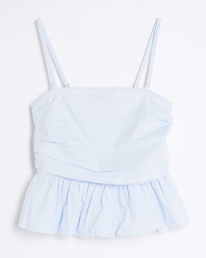 Blue Bandeau Peplum Top