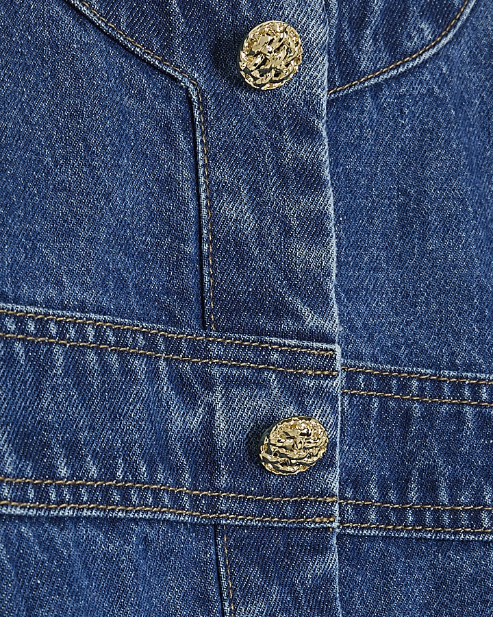 Blue Denim Long Sleeve Panelled Jacket