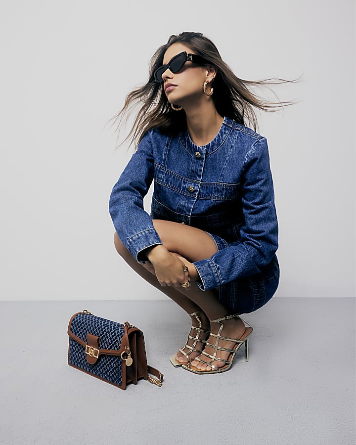 Blue Denim Long Sleeve Panelled Jacket