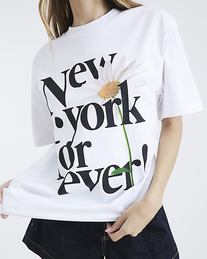 White Short Sleeve New York Forever T-shirt